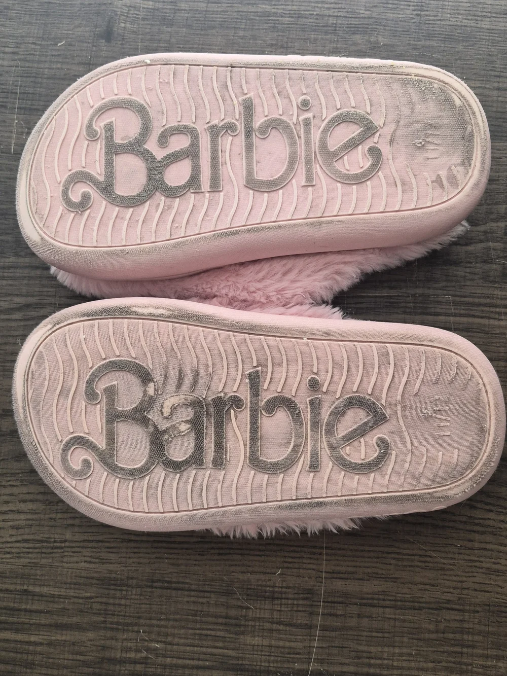 Barbie Pink Fuzzy Heart Slip-On Slippers Size 11/12